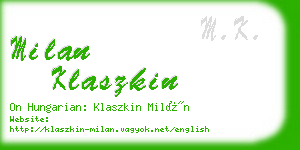 milan klaszkin business card